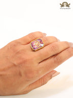 Open V purple stone ring