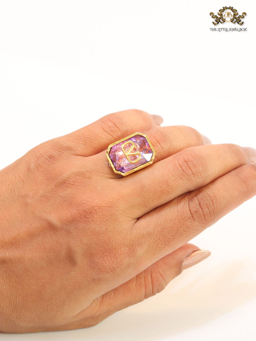 Open V purple stone ring