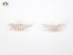 Diamond-Studded Leaf Climber Earrings in Rose Gold