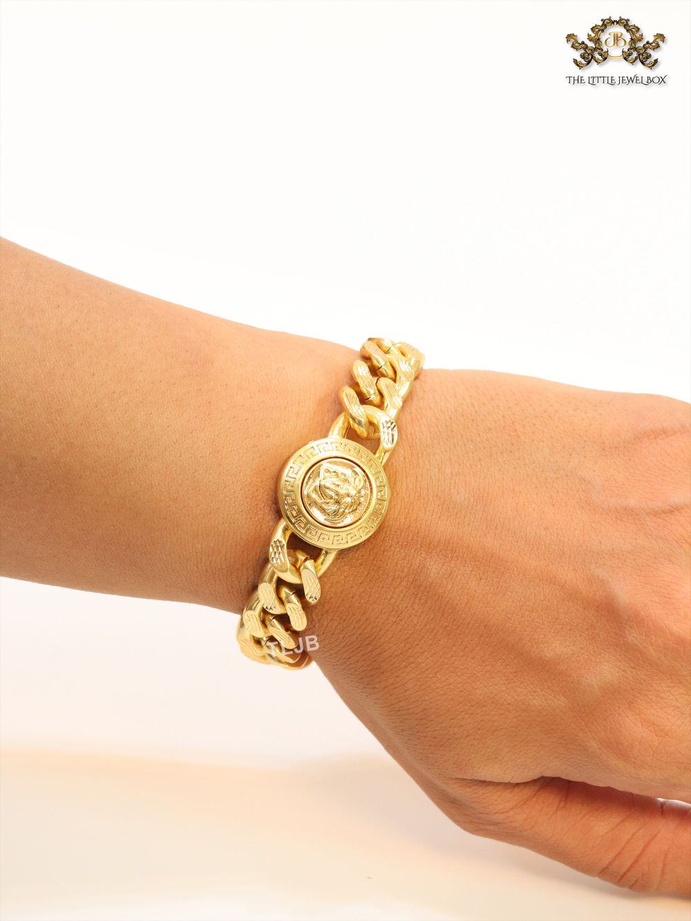 Medusa gold link chain bracelet