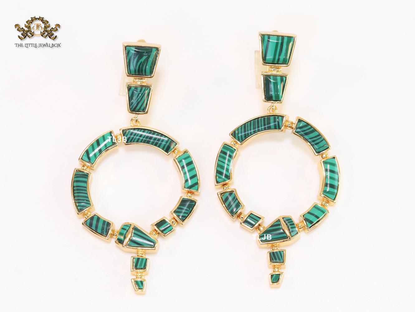 Green & gold MOP statement dangles