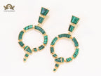 Green & gold MOP statement dangles