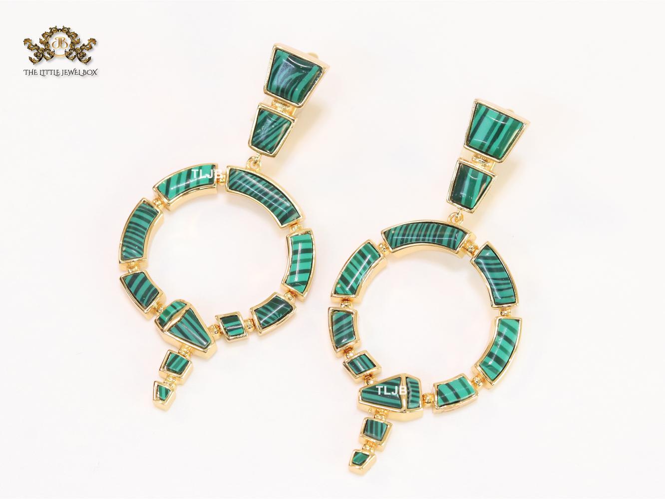 Green & gold MOP statement dangles