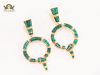 Green & gold MOP statement dangles