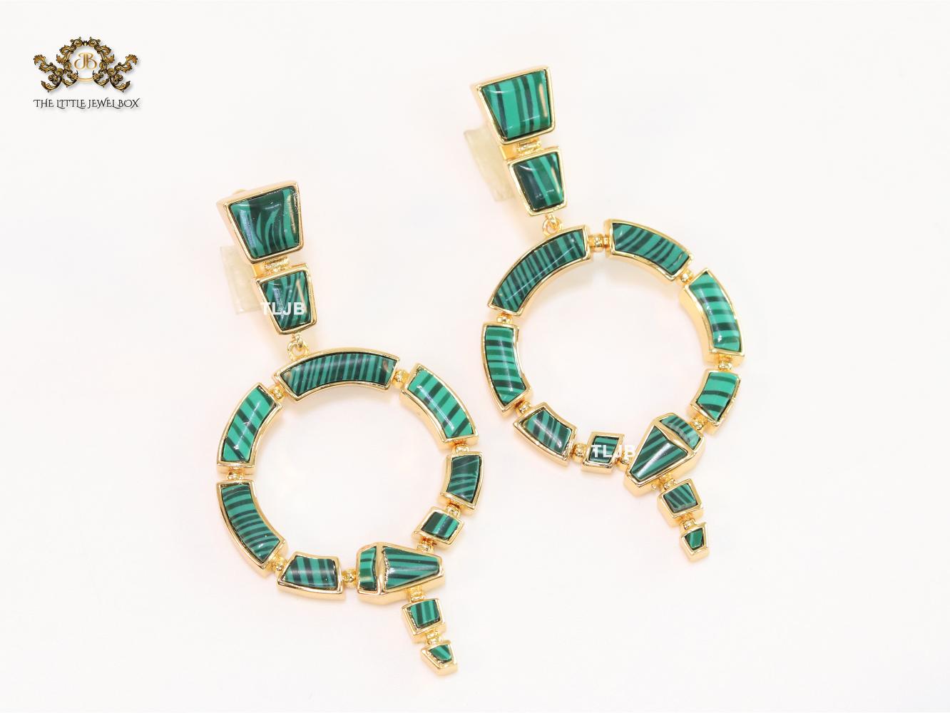 Green & gold MOP statement dangles