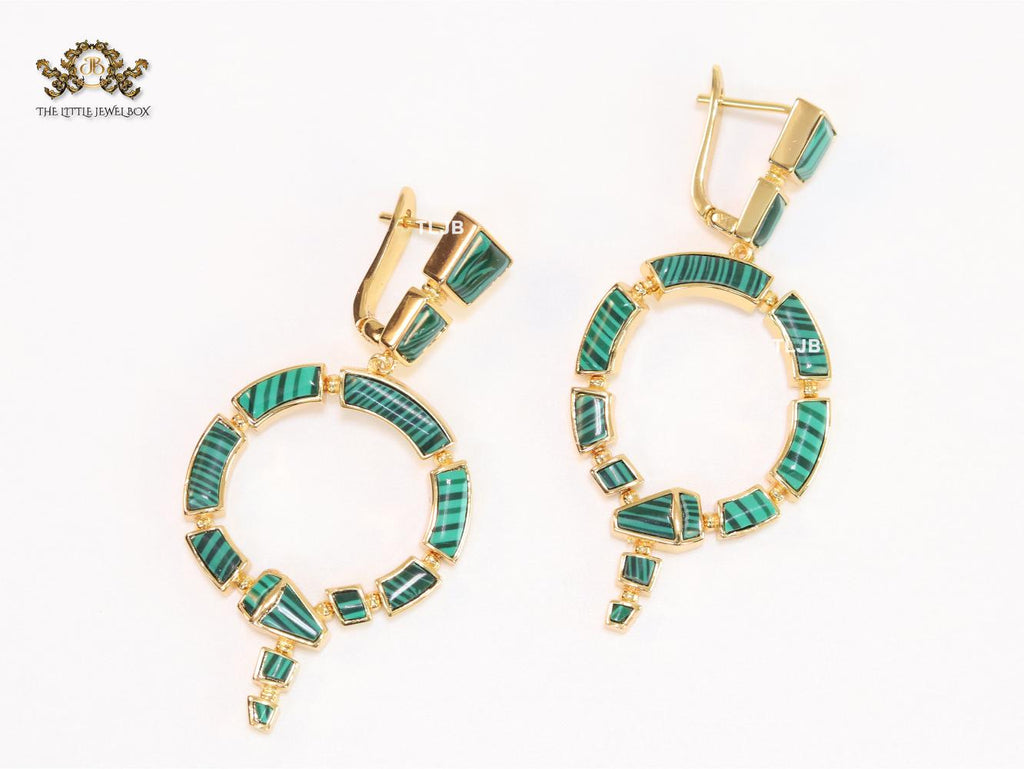 Green & gold MOP statement dangles