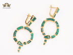 Green & gold MOP statement dangles