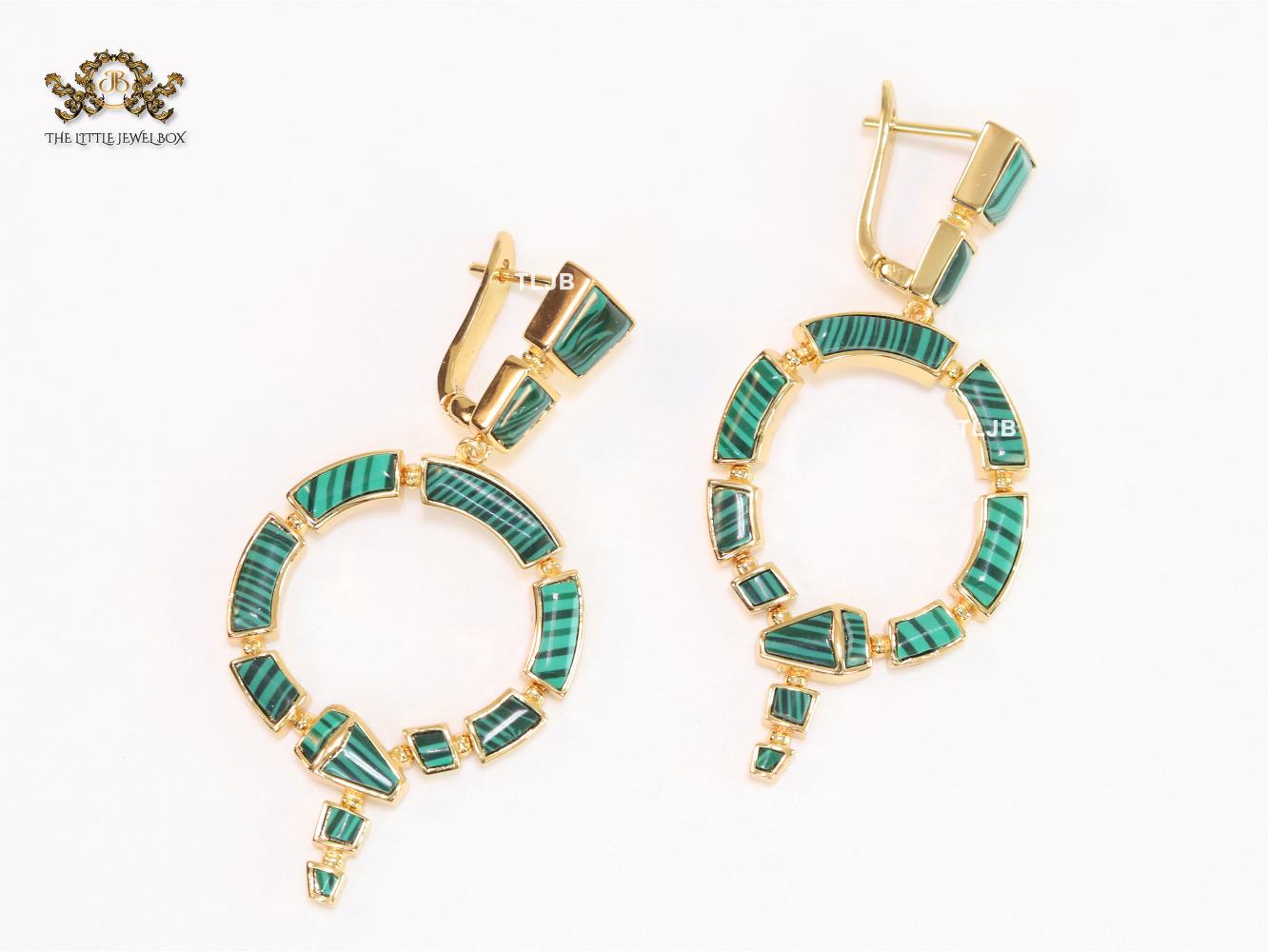 Green & gold MOP statement dangles