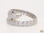 Cubic zirconia stones snake bracelet with platinum plated details black cubic zirconia stone details