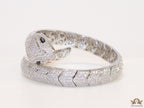 Cubic zirconia stones serpentine bracelet with platinum plated details black cubic zirconia stone details