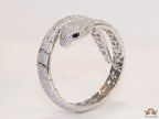 Cubic zirconia stones serpentine bracelet with platinum plated details black cubic zirconia stone details
