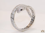 Cubic zirconia stones snake bracelet with platinum plated details black cubic zirconia stone details