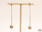 Gold plated ball and chain pattern twin G dangles with pearl