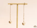 Gold plated ball and chain pattern twin G dangles with pearl