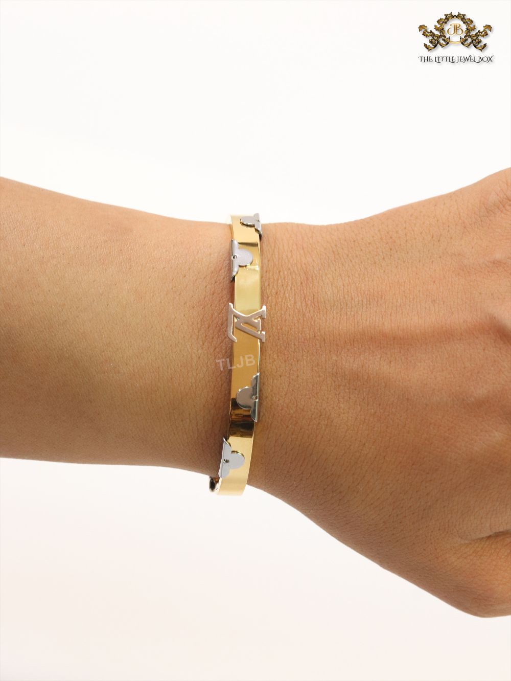 Alphabet L- platinum and gold bracelet