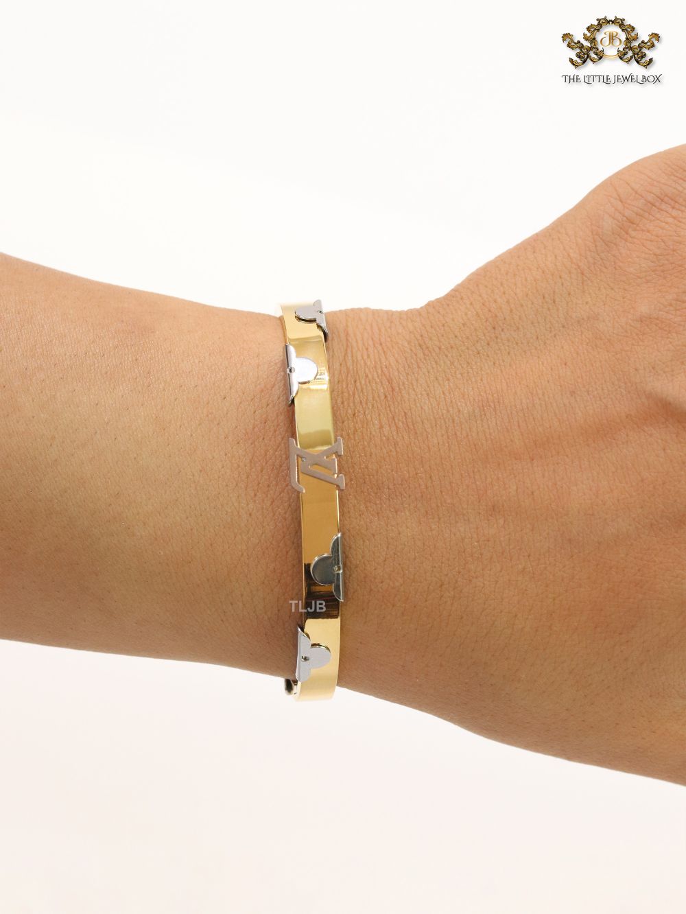 Alphabet L- platinum and gold bracelet