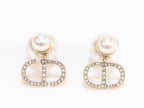 Alphabet CD dangling pearl studs with CZ