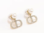 Alphabet CD dangling pearl studs with CZ