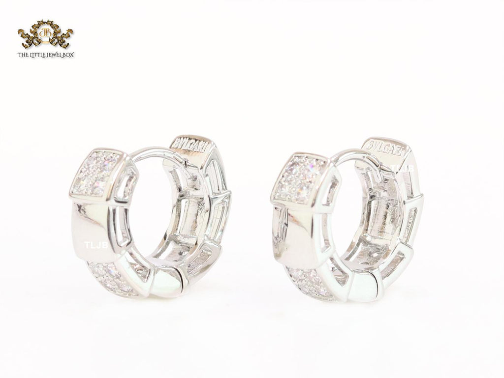 Cz and platinum small hoops