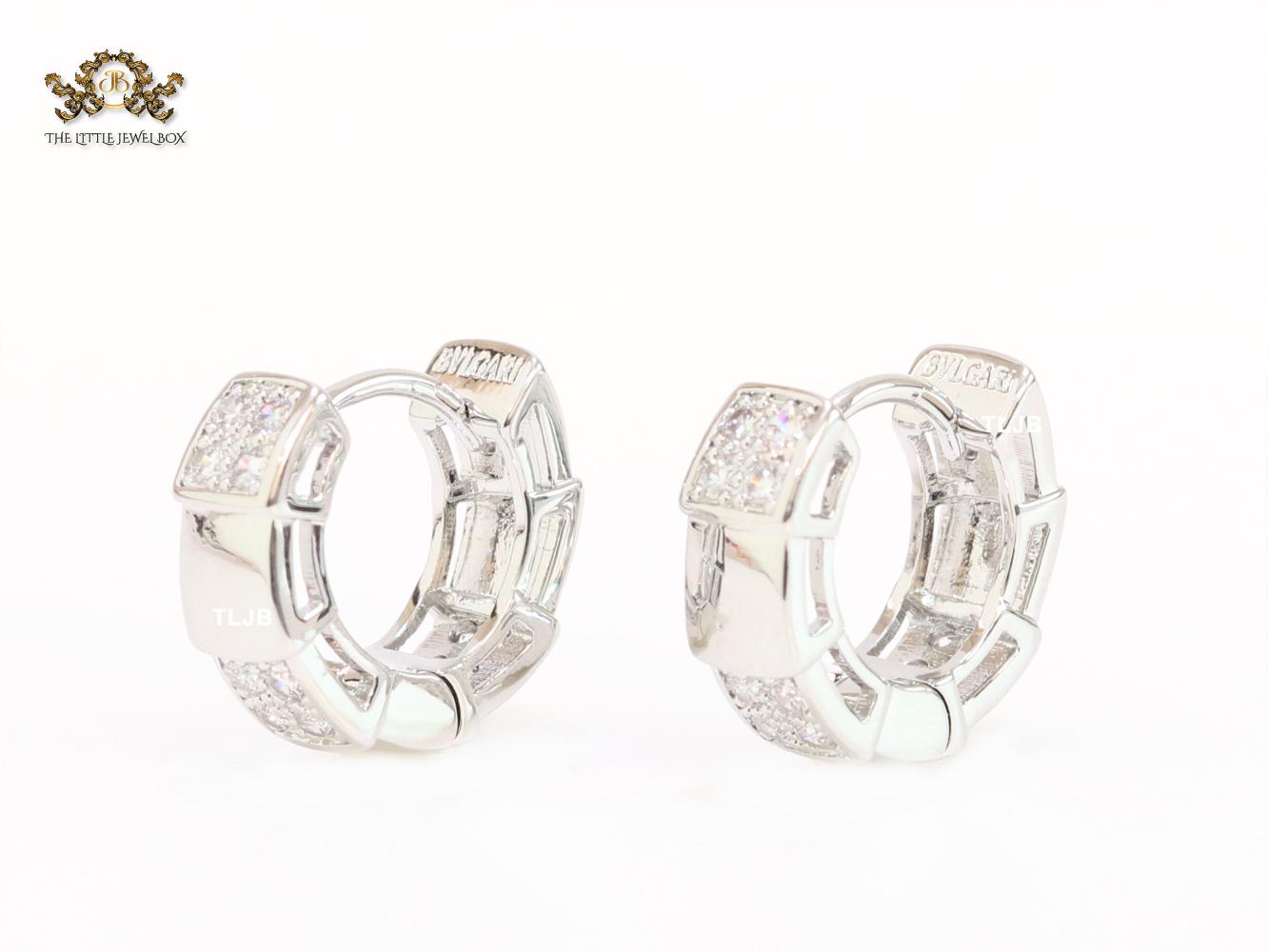 Cz and platinum small hoops
