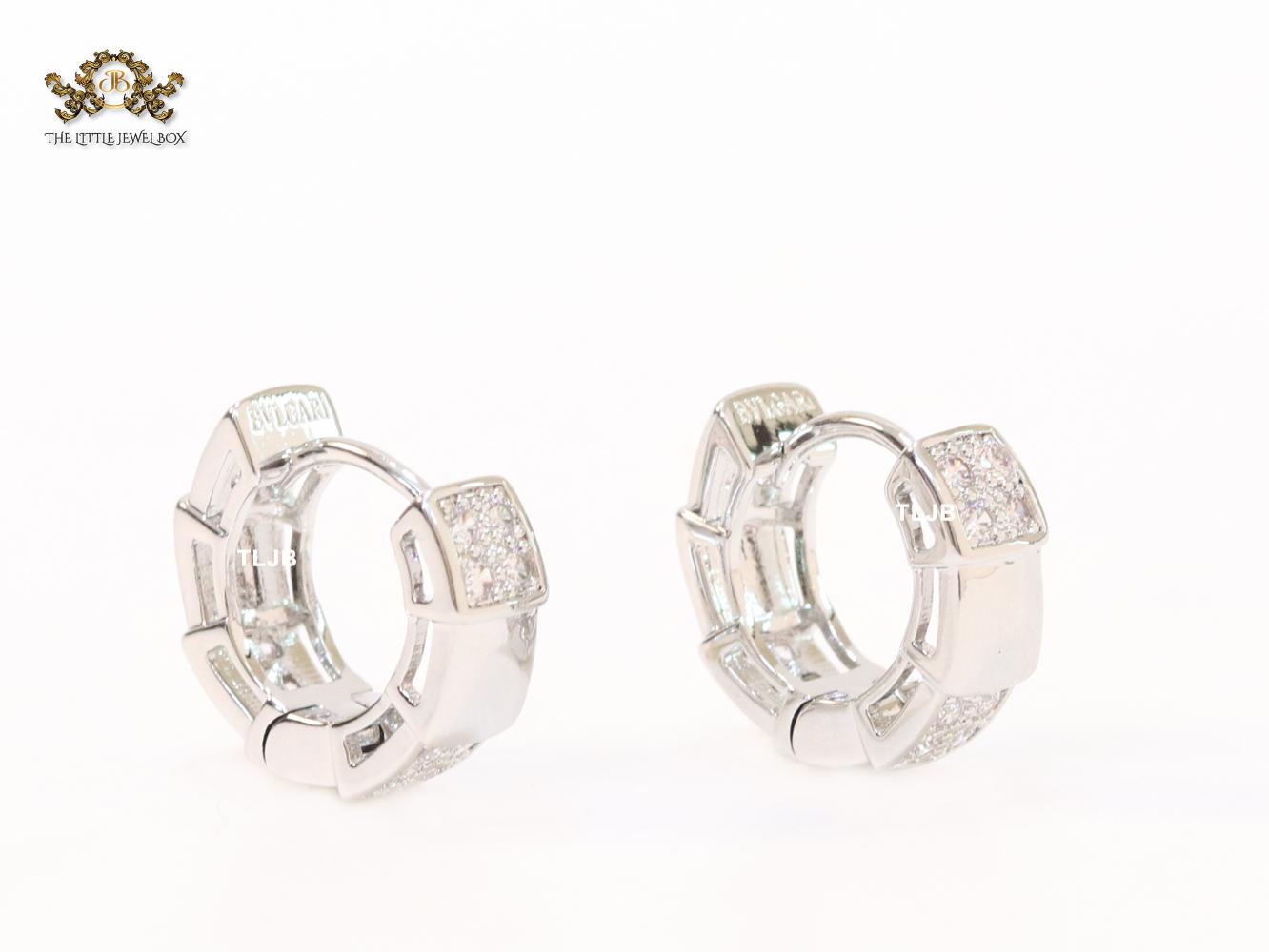 Cz and platinum small hoops