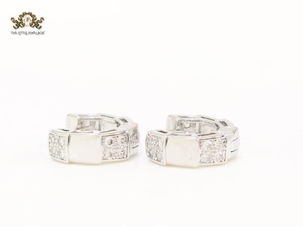 Cz and platinum small hoops