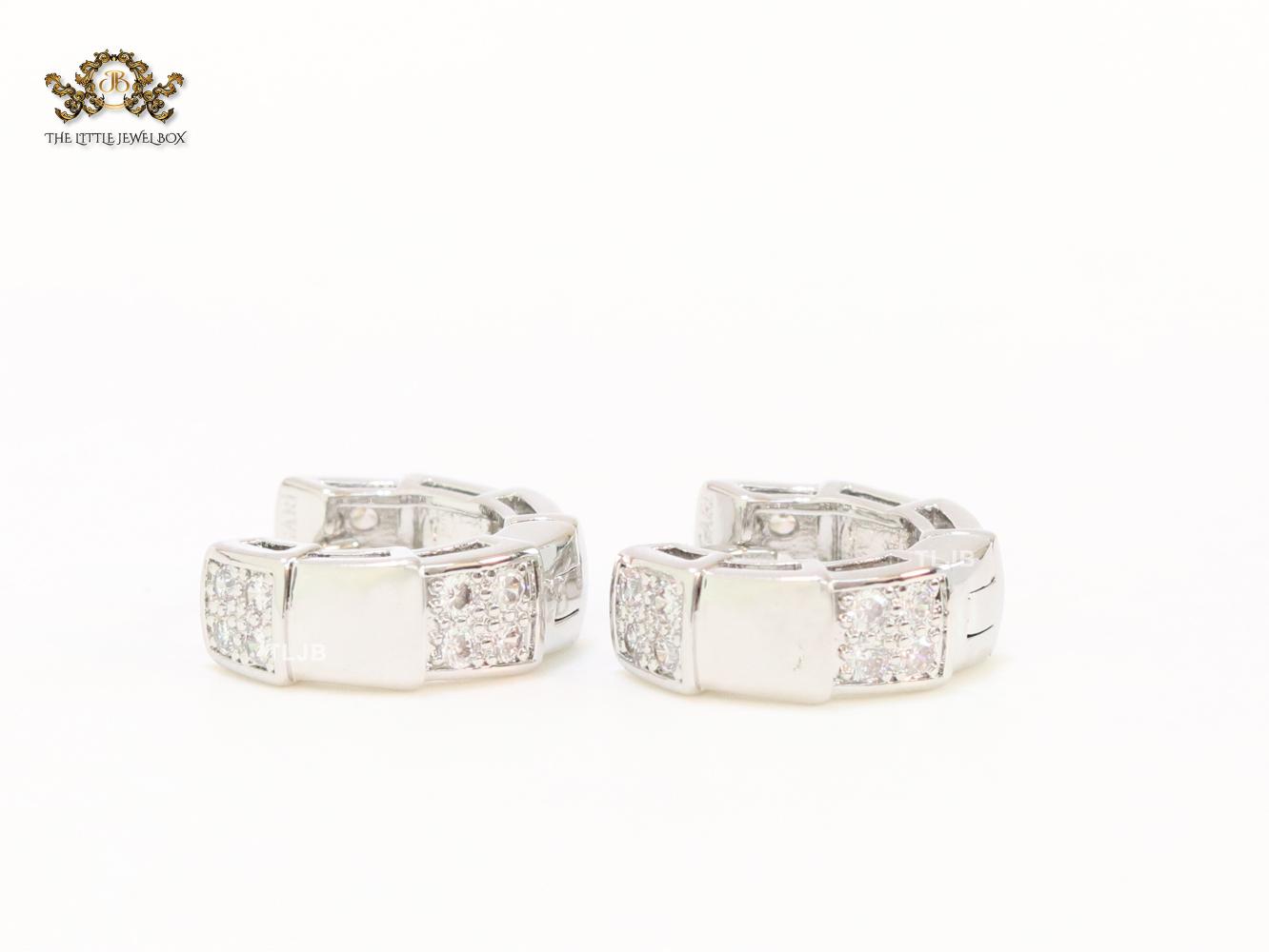 Cz and platinum small hoops