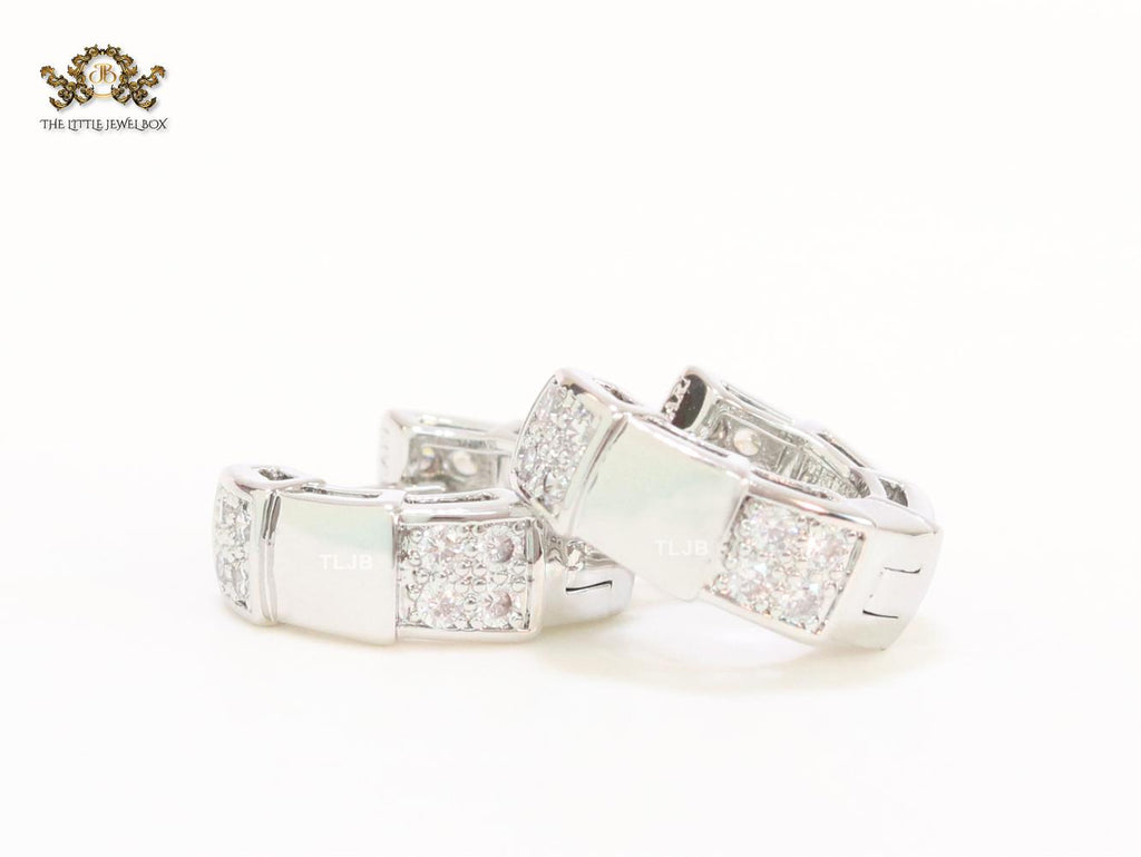 Cz and platinum small hoops