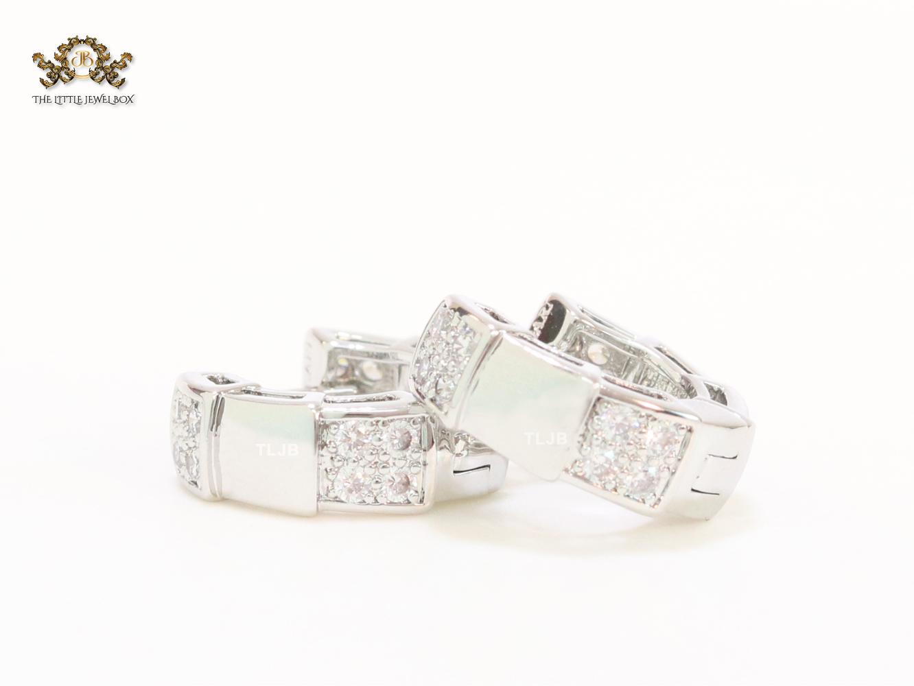 Cz and platinum small hoops