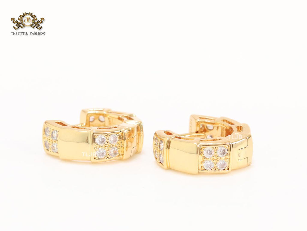 Cz and gold small hoops