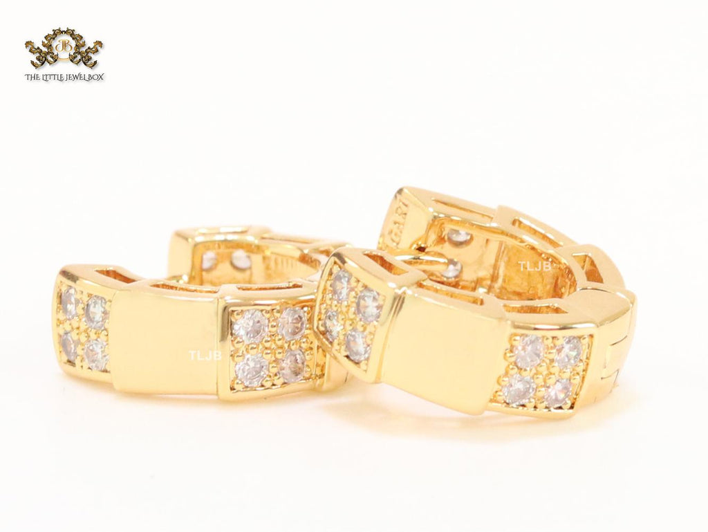 Cz and gold small hoops