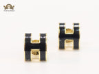 Alphabet H enamel studs- Black