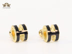 Alphabet H enamel studs- Black