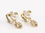 Double G panther pearl dangles in gold finish with CZ