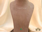 Gold plated chain with malachite stone clover pendant