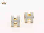 Alphabet H enamel studs- Grey