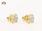 Alphabet H enamel studs- Grey