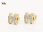 Alphabet H enamel studs- Grey