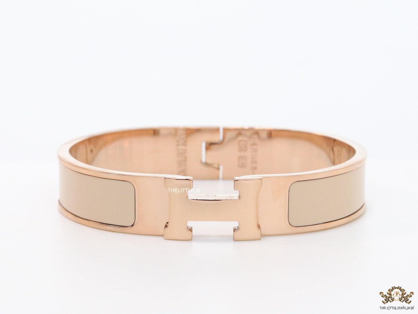 Alphabet H Beige 12 mm  Bracelet in Rose gold