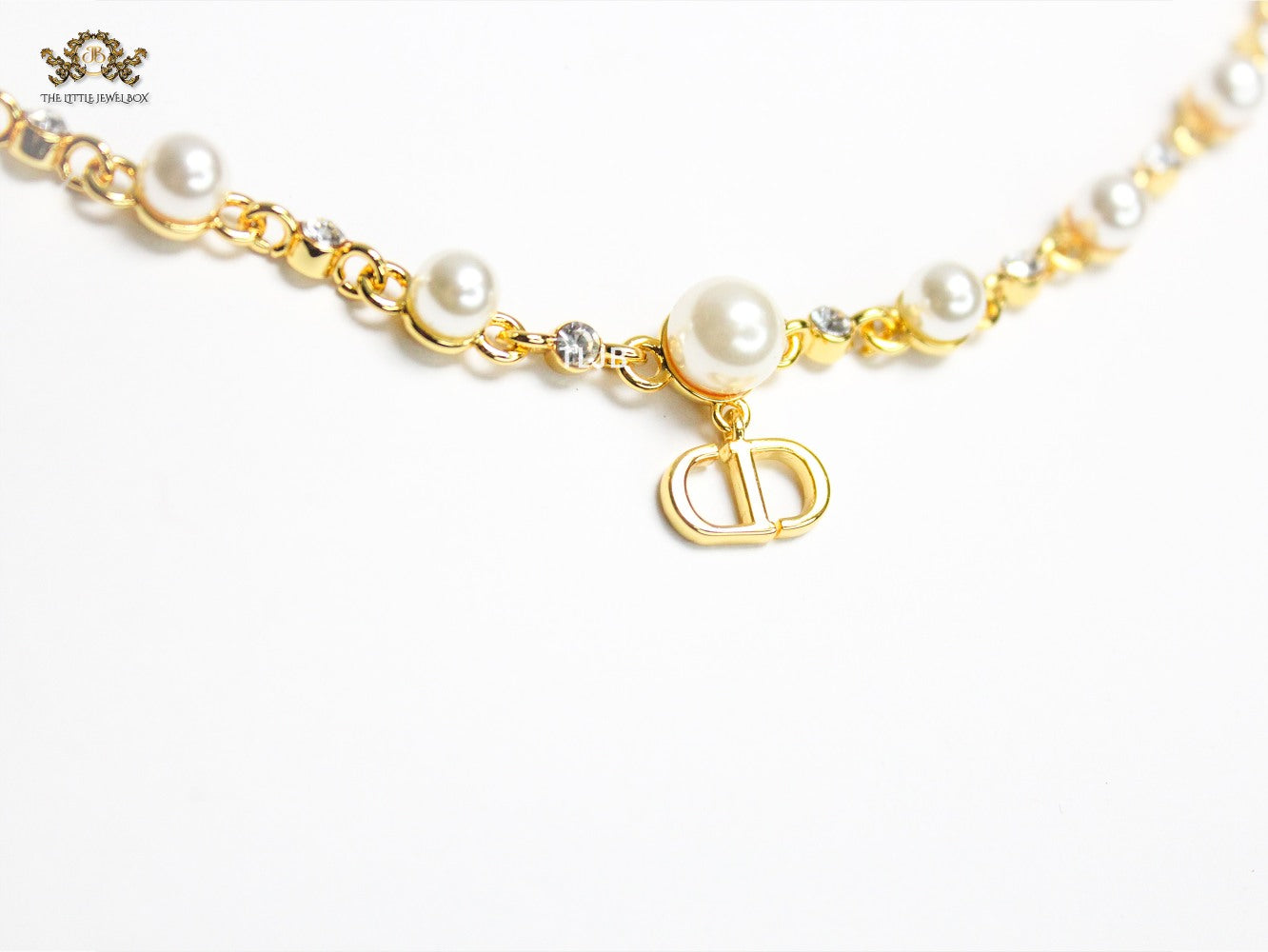 Alphabet CD Pearl Studded Chain in Gold