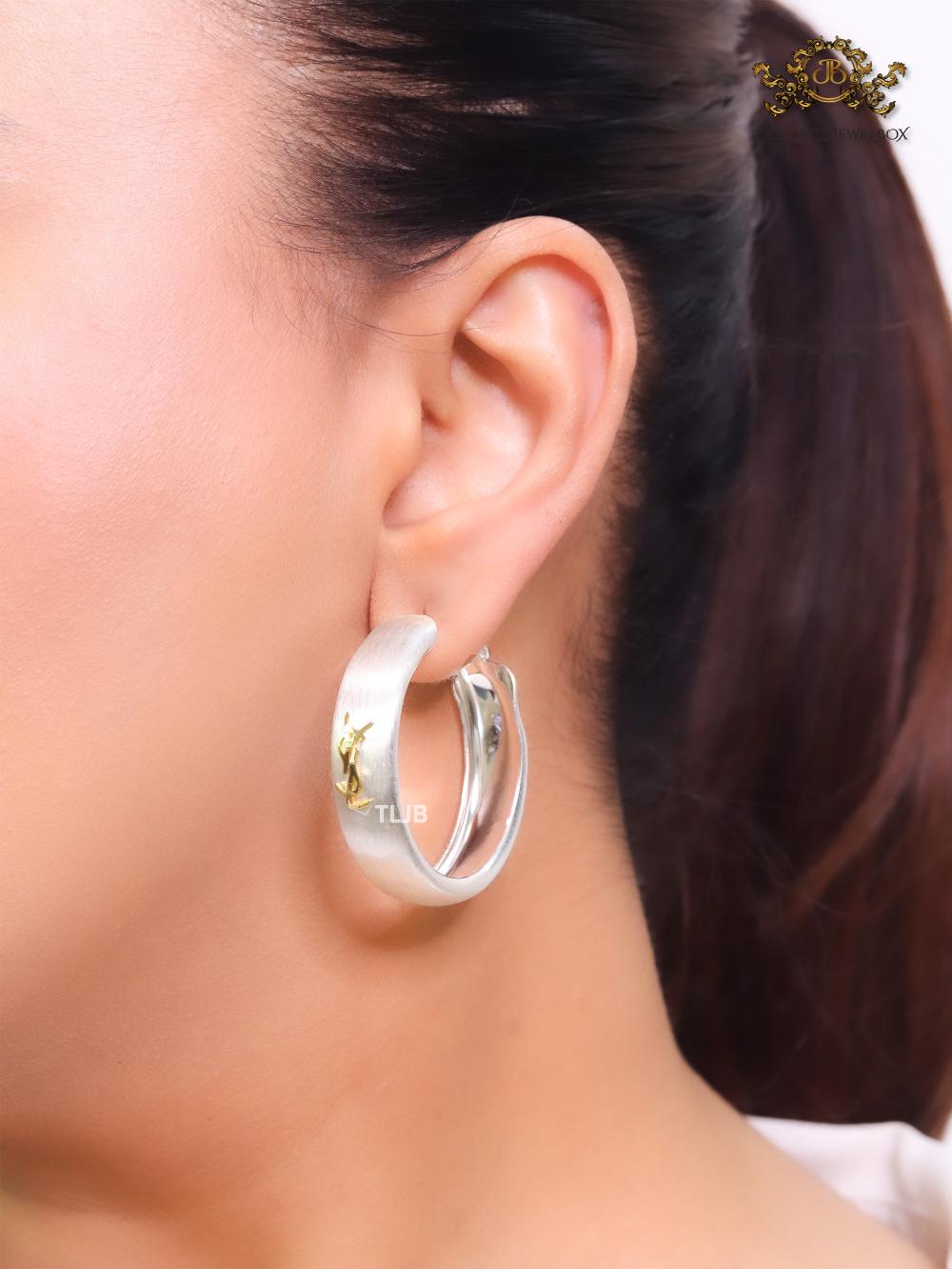 Alphabet Y & L silver matt hoops