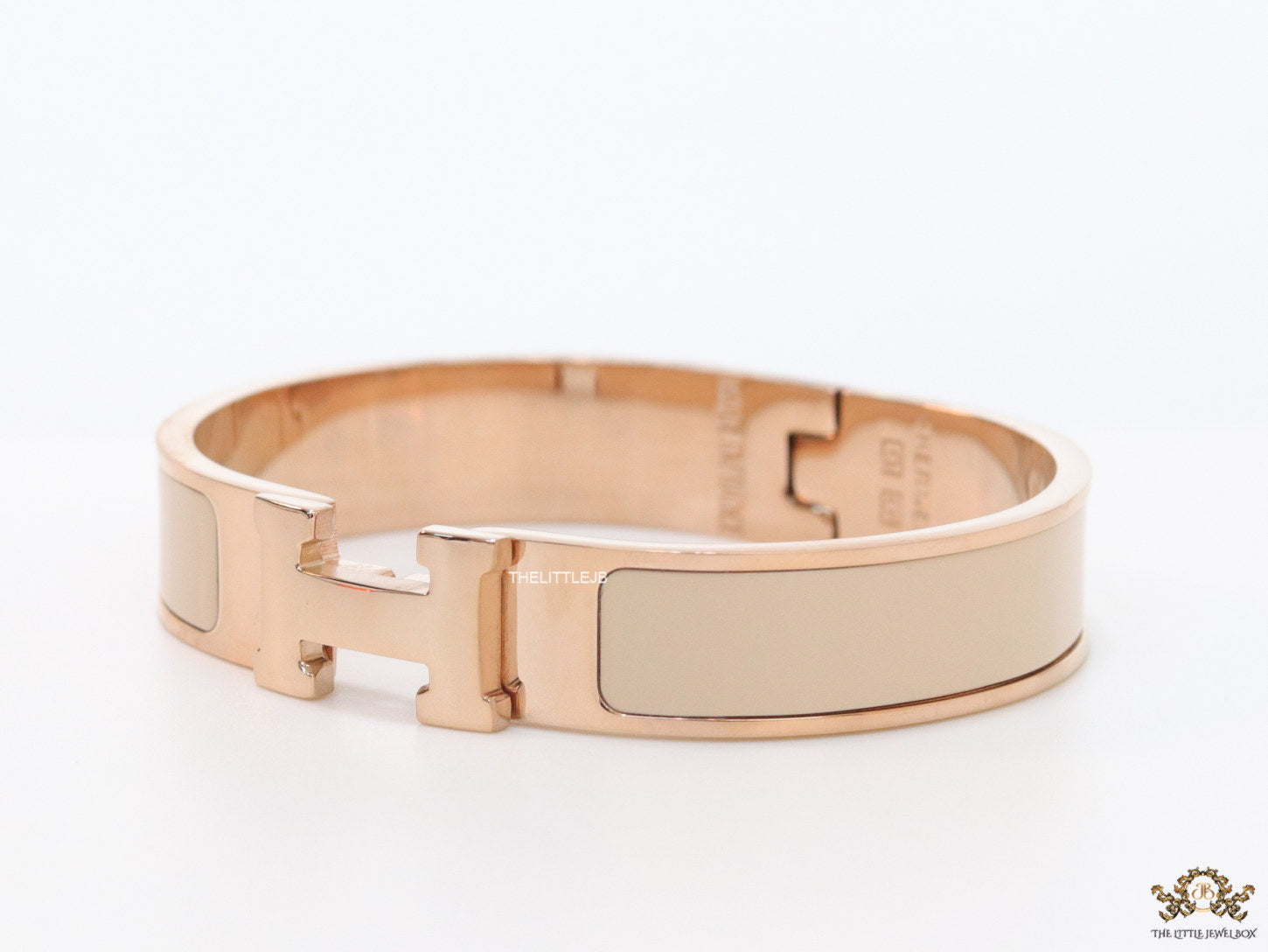 Alphabet H Beige 12 mm  Bracelet in Rose gold