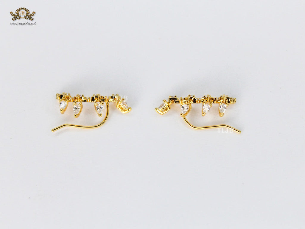 Diamond studded vine Earrings in Gold
