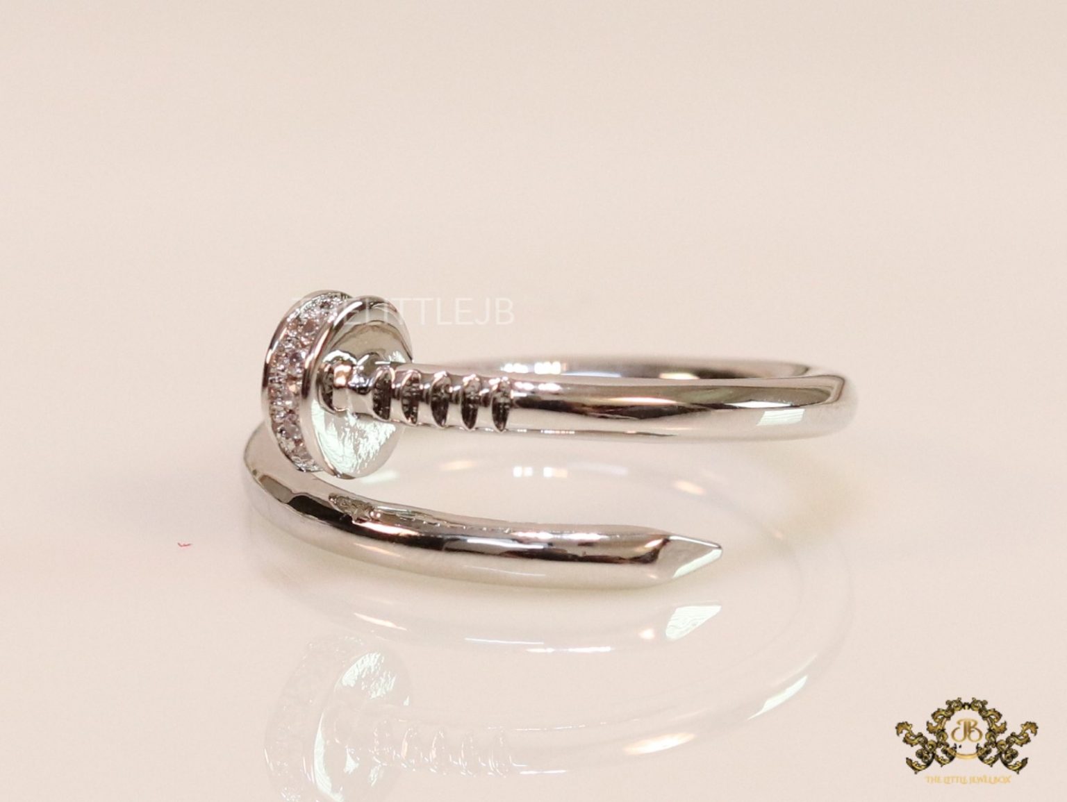 Platinum plated cz nail ring