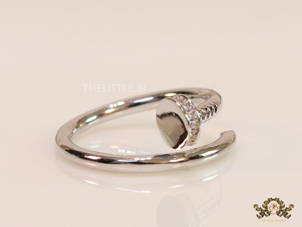 Platinum plated cz nail ring
