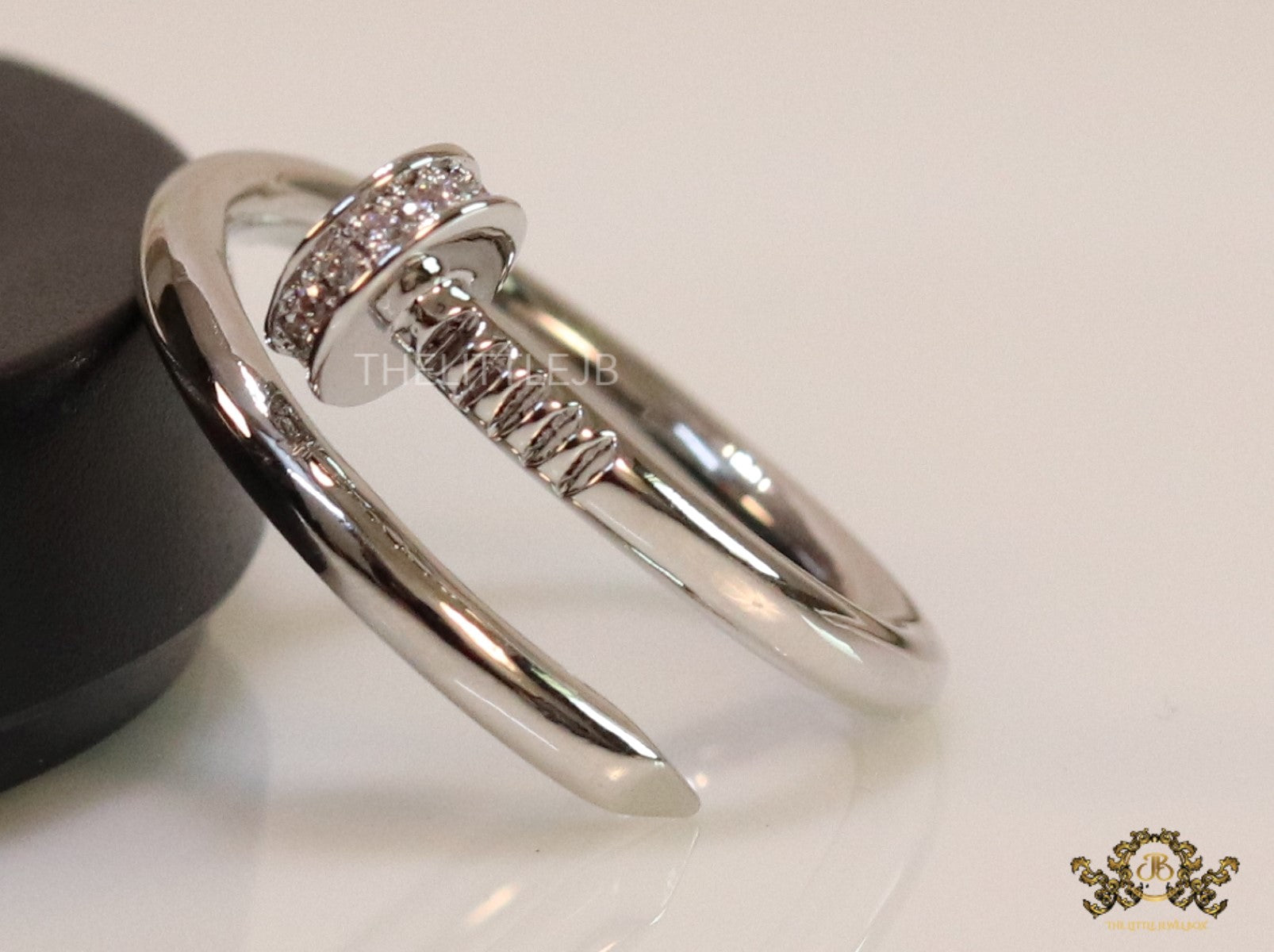 Platinum plated cz nail ring