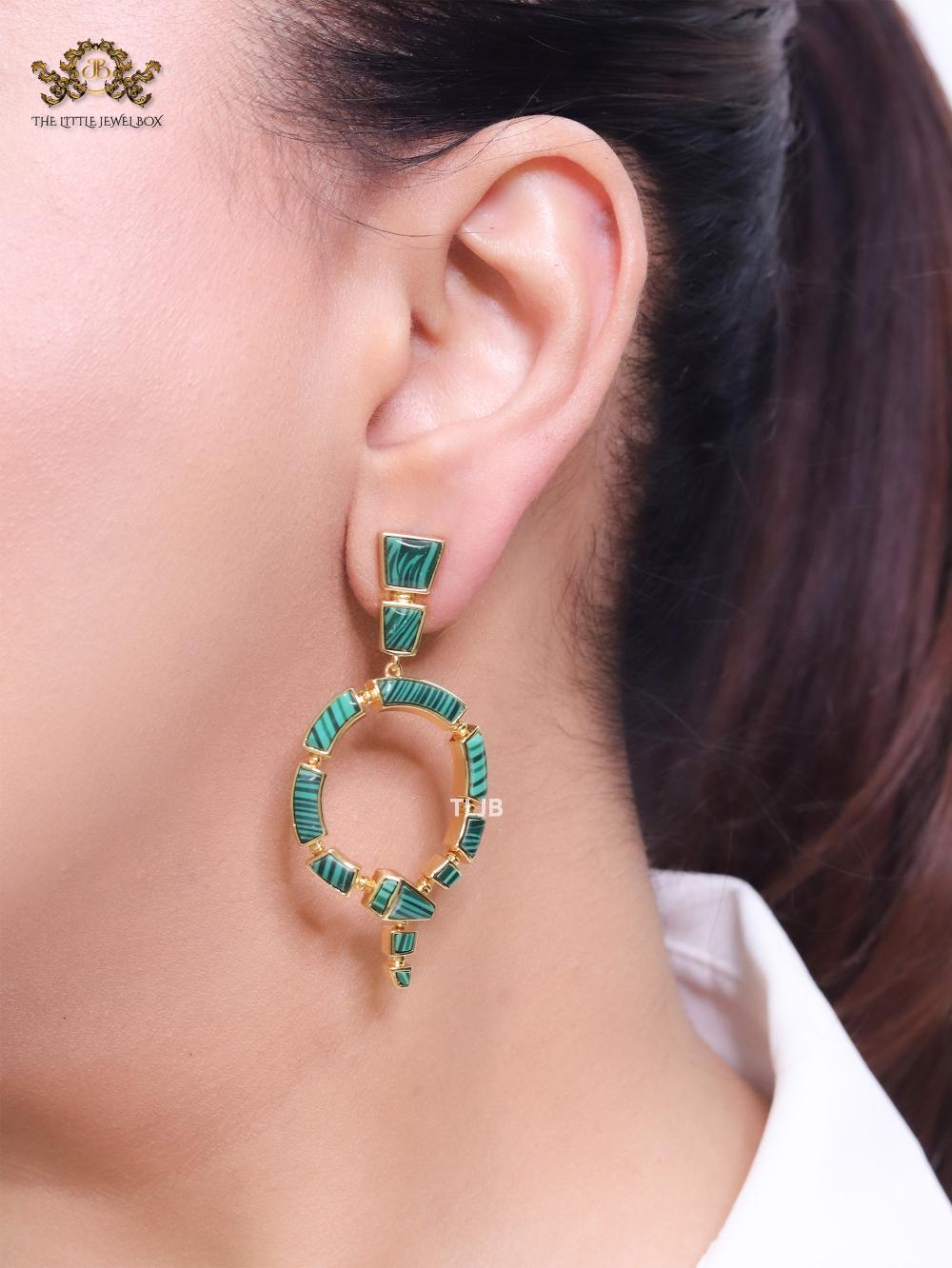 Green & gold MOP statement dangles