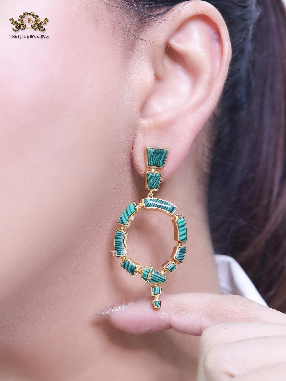 Green & gold MOP statement dangles