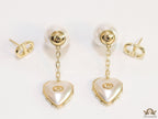 Gold plated CD and pearl top chain dangles with MOP hearts