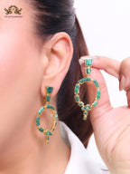 Green & gold MOP statement dangles